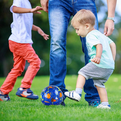 Toddler Soccer Ball Size 2 Cartoon Ball Baby Soccer Ball Dinosaur Soccer Ball for Kids with Pump, Mesh Net and Box (Glitter Blue, Size 2)